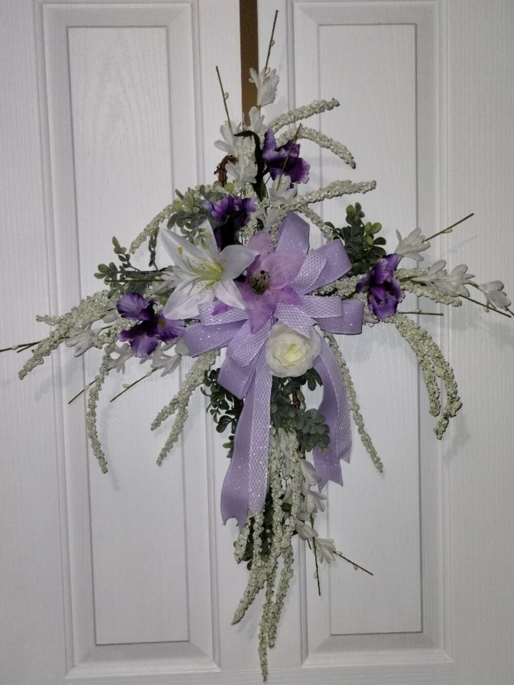 Handmade Floral Cross Wreath